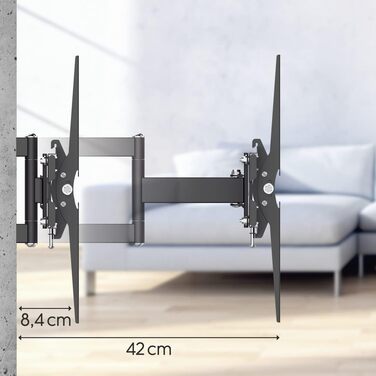 Hama TV Wall Mount Bracket (37-90 inch TV Mount, up to 220lbs, VESA 800x400, Fixed Wall Mount, Includes Fischer Anchors & Instructions, Black)