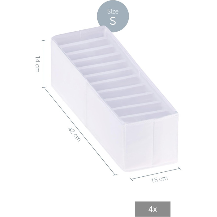 ROW&LINE® – Organizer Set – 11 extra tall compartments for underwear, bras & clothing – Organization system for changing tables – durable & washable for any closet & drawer – white – Size: 4x S