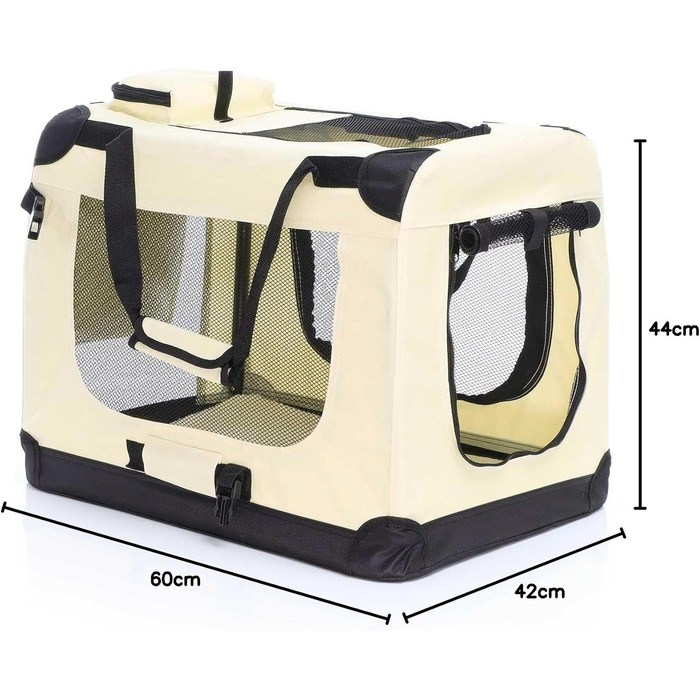 Складана переносна коробка для собак та котів Fudajo (50x35x35 см, 600x420x440 мм), бежева