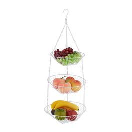 Relaxdays Hanging Fruit Basket in White