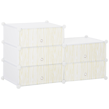 HOMCOM Shoe Rack Plastic Shelf for 6 Pairs of Shoes Shoe Box for Entryway DIY Stackable Shelf Shoe Storage White 49 x 36.5 x 108 cm | Aosom