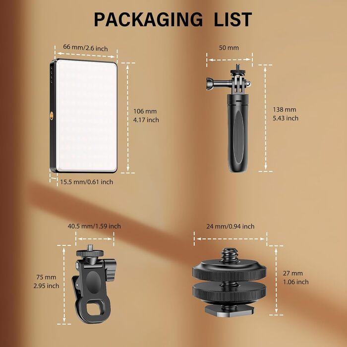 LED світло для селфі на телефон ST-120-CT: 120 світлодіодів, регулювання яскравості, 3000-9000K, акумулятор 3000mAh, CRI 95+, з тримачем та штативом для відеозйомки, блогінгу та конференцій