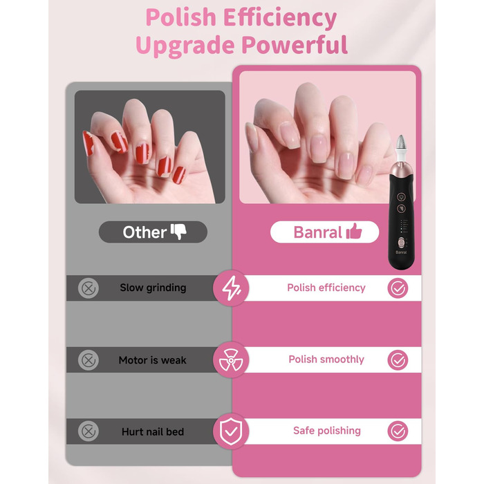 Електричний набір для манікюру та педикюру з LED-підсвічуванням: пилка для нігтів, 10 насадок
