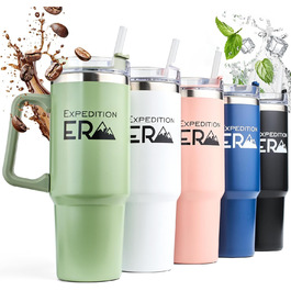 Термокружка з трубочкою 880мл, з кришкою та ручкою, 30oz, з нержавіючої сталі, ізольована, велика, з ручкою, для подорожей, кавова, на виніс XXL (Зелена)