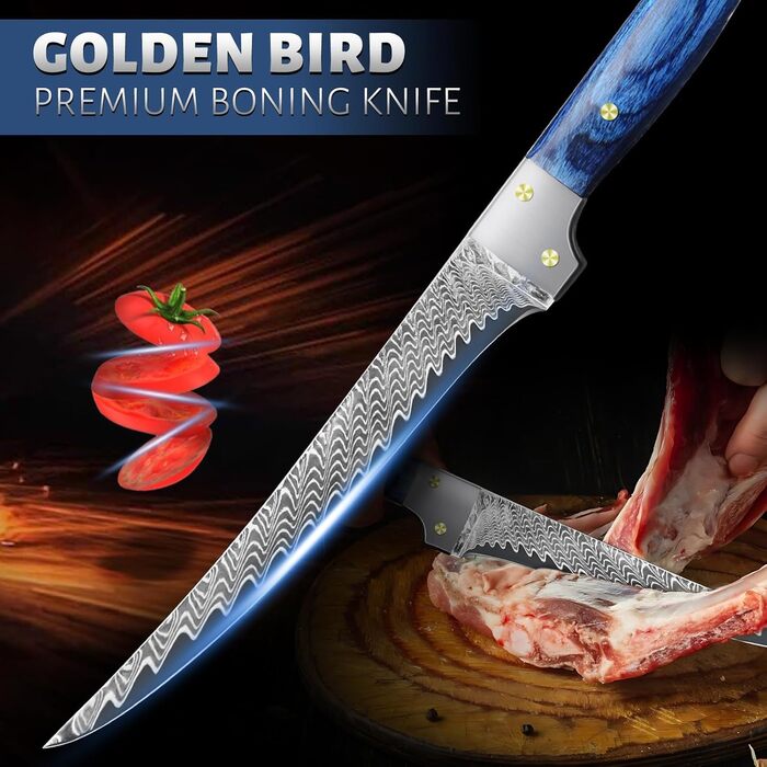 Ніж кухарський Golden Bird, 20 см, з вуглецевої сталі, ергономічна ручка, для кухні, грилю та відпочинку на природі