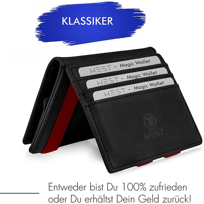 WEST - Magic Wallet (Classic) with large coin pocket - including elegant gift box - wallet with coin pocket - The perfect companion for on the go - RFID protection (Red)
