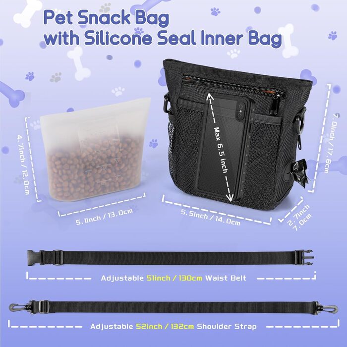 Набір для собак Leckerlibeutel: сумка для ласощів, клікер, диспенсер для фекалій, сумка на пояс для корму, чорно-помаранчевий