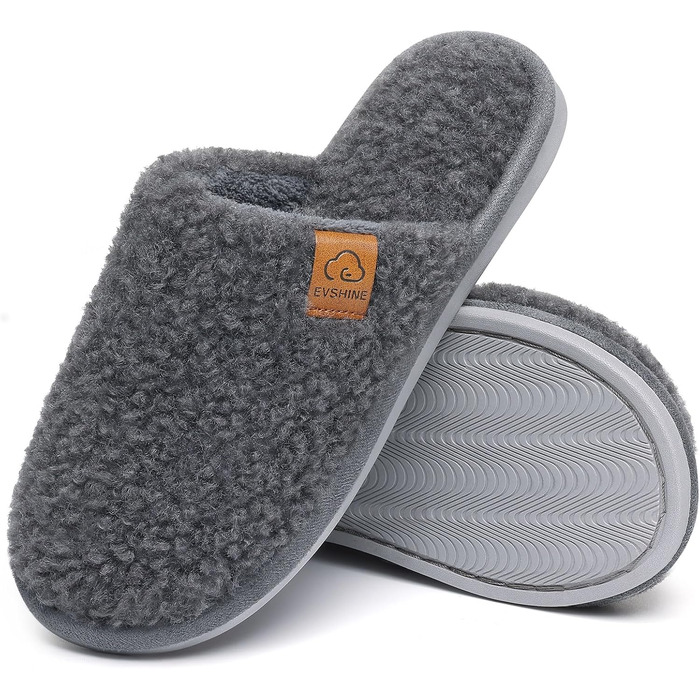 Жіночі м'які капці-тапочки Evshine з ефектом пам'яті (Memory Foam), закриті домашні капці, темно-сірі, розмір 39/39.5 EU
