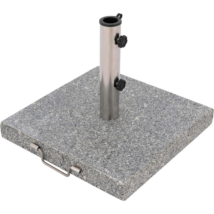 Nexos Parasol Stand 30kg Polished Granite Stainless Steel Square 45 x 45 cm Parasol Stand with Handle and Wheels