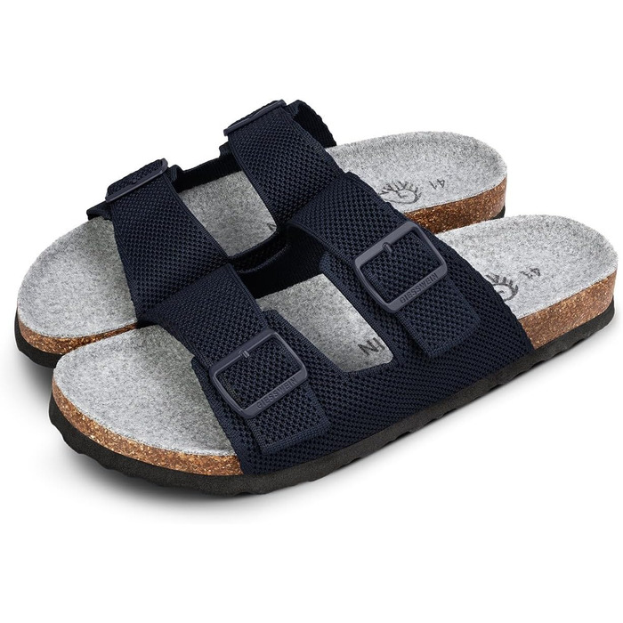 Giesswein Merino Slides жіночі - Шльопанці з анатомічною устілкою з корку - Комфортні сандалі з регульованими ремінцями з ажурного трикотажу - Домашні капці з мериносовою устілкою (42 EU, Ocean Blue)