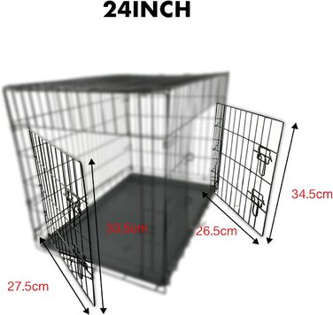 Клітка для собак 60x43x48 см, складана переноска з металу для собак, 2 дверцята, переноска для тварин, авто-переноска, клітка для собак Small