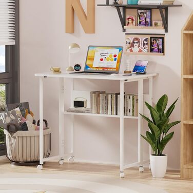 Стіл для ноутбука в ліжко Lapdesk, складний Betttisch, регульований кут 360°, портативний, для читання книг (80 x 58 x 75 см, білий)