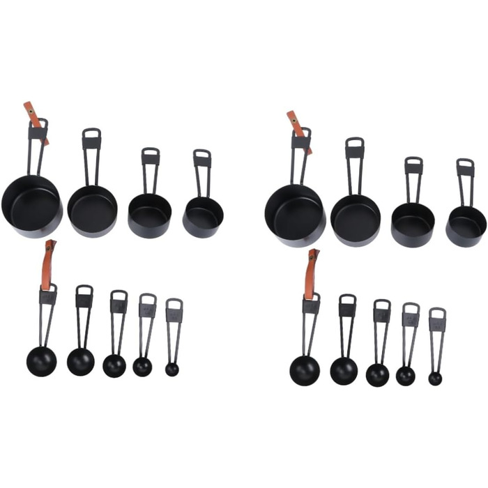 Cabilock 2 Sets Stainless Steel Measuring Cups and Spoons Durable Scoop Coffee Bean Kitchen Helper Set Cooking Utensil Set Stainless Steel Spoon Stainless Steel Measuring Cup Stainless Steel 9 Pieces * 2