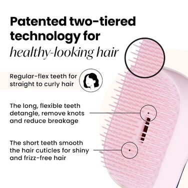 Тізер Тангл Тізер Compact Styler – Щітка для розчісування мокрого та сухого волосся – для всіх типів волосся – з захисним чохлом – чорний & рожеве золото