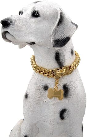 Нашийник для собак Кубинський стиль, нержавіюча сталь, ширина 14 мм, ланцюжок, довжина 26/31/36/41/46/51/56/61 см, золотий, для цуценят, собак маленьких та середніх порід