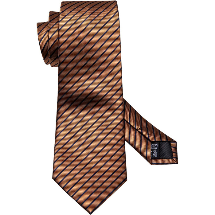 Комплект краваток Barry.Wang: Шовкові краватки, нагрудна хустинка, запонки, смугасті та клітинчасті моделі для святкової події або весілля. Колір: кавовий.