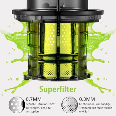 Соковижималка Aobosi Slow Juicer з реверсом, електрична, 80 мм отвір, для овочів та фруктів, 2000 Вт, тиха, BPA Free, жовта