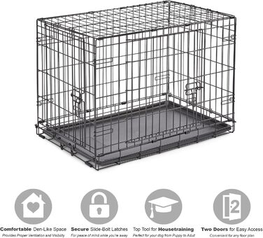 Кія Hundebox B24 для собак, 61 см, для малих порід, з однодверним доступом, витривала, з піддоном, захистом для підлоги та патентованими функціями (76 x 51 x 53 см, 2 двері)