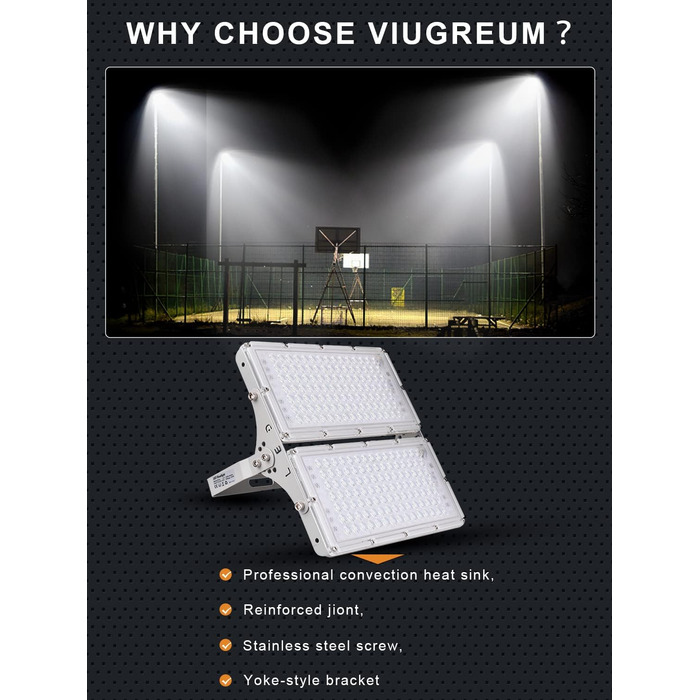 Ankishi LED Floodlight Outdoor, IP65 Waterproof, Super Bright 6500K Cool White Outdoor Light 30000LM Outdoor Floodlight Spotlight for Sports Field, Garage, Garden, Backyard (Cool White, 4 PACK 200W)