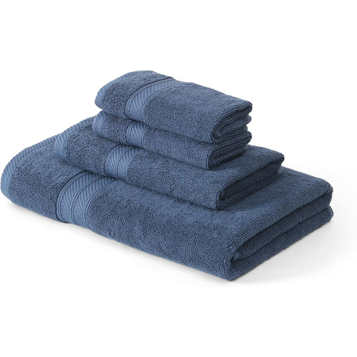 Набір рушників Modern Threads Trefoil Filigranes: 6 рушників (полотенця, рушники для рук), 100% бавовна, двобоколі, джкард, швидковисихаючі, Indigo/Mandala-traum, преміум якість