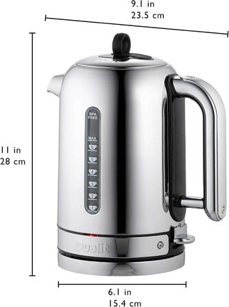 Електричний чайник Dualit Classic з нержавіючої сталі, 1.7л, 3kW, з фільтром для води, чорний