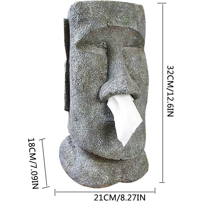 Tissue Box, Easter Island Tissue Holder, Cosmetic Tissue Box for Kitchen Bathroom Bedroom Face Portrait Tissue Box Snot Type Container Holder