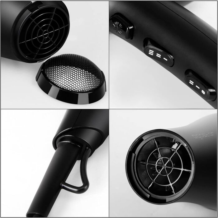 Фен Aigostar Monique 2400W з іонізацією, професійний, чорний, з насадкою-дифузором та аксесуарами