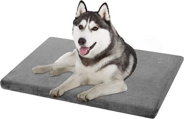EMPSIGN Dog Bed for Large Dogs, Washable Dog Cushion, Waterproof Dog Bed L 89x56cmx7.6cm, Dog Cushion Suitable for Cages, Dog Mat with Removable and Washable Cover for Large Dogs, Grey