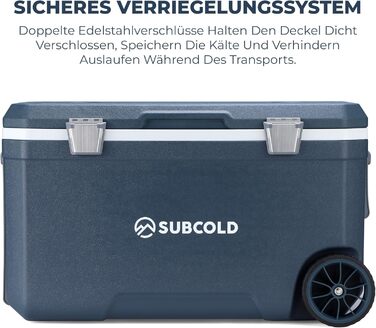 Subcold MOBI Rollkühlbox 70L: Ізольована сумка-холодильник на колесах для подорожей, авто, кемпінгу. PU-ізоляція, синій колір
