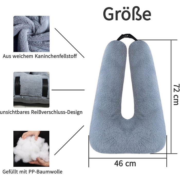 FHSGGP Travel Pillow Child Neck Pillow Car Sleep Pillow for Long Journeys U-Shape Car Seat Belt Pillow Travel Pillow for Kids Artificial Rabbit Fur Grey