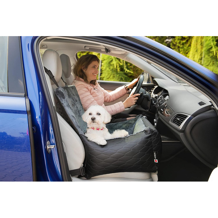 Автокрісло для собак та котів Bella Schwarz, чорний, штучна шкіра, 55x55 см, універсальне, миється