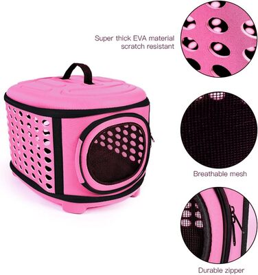 Складана переноска для котів та маленьких собак, рожева переноска-сумка для тварин з м'яким матом
