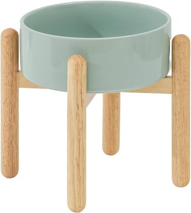 Керамічна миска для собак 21 см на підставці, великі породи, годівниця та поїлка (1 шт., світло-зелена)