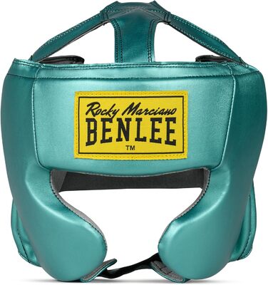 BENLEE Faux Leather Headguard Mike (L-XL, Metallic Green/Black) - Protective Headgear for Boxing & MMA