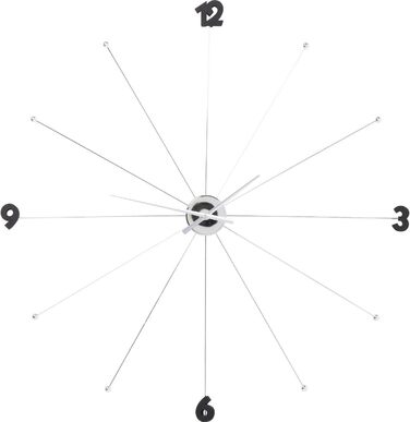 Kare Design Wall Clock Like Umbrella, 100cm Diameter, Clock, Modern, Minimalist, Aluminum Frame, Round, Battery not included (Chrome)
