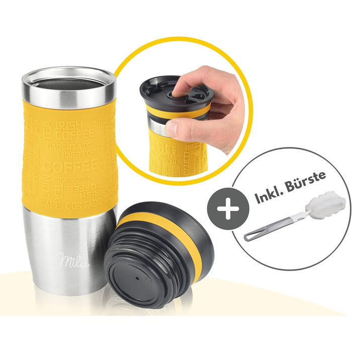 Термокружка Milu для кави з собою 370 мл, 450 мл, з нержавіючої сталі, подвійні стінки, ізоляція, без витоку, автокружка, термокружка, travel mug (Mango, 370 мл)