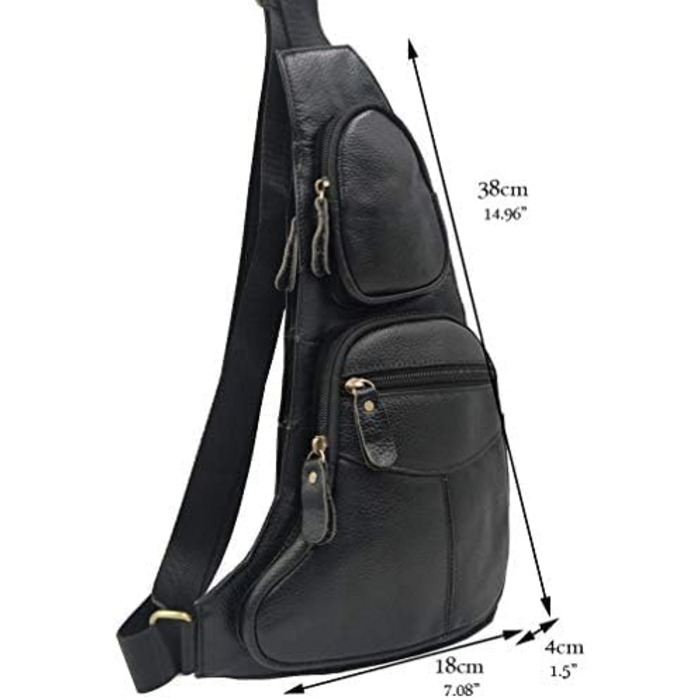 Чорна сумка через плече Sport Nylon для чоловіків та жінок: кросбоді, фанша, нагрудна, для подорожей, школи, бізнесу, ноутбука, велосипеда, туризму, кемпінгу, рюкзак-день, чорна (#02schwarz)