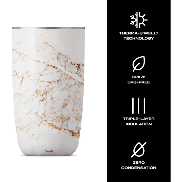 Охолоджувач для вина S'well Calacatta Gold – підходить для більшості пляшок 750 мл