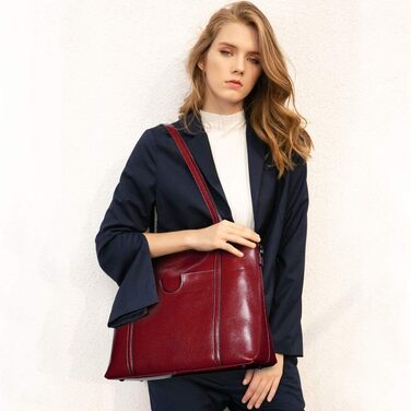 Сумка жіноча S-ZONE 3 в 1 з натуральної шкіри (яловичина) для ноутбука, роботи, повсякденного використання - Wine Rot