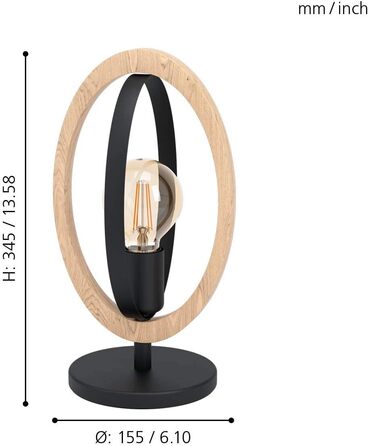 Торшер EGLO Basildon 1: дерев'яний торшер з текстилем та металом, з вимикачем, E27, для вітальні та спальні