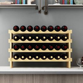 Bottle Rack Wine Rack Stackable Wine Racks 6-Tier Wine Storage for Wine Stands Bottle Holders Wine Storage Cabinet made of Wood (32 Bottles)