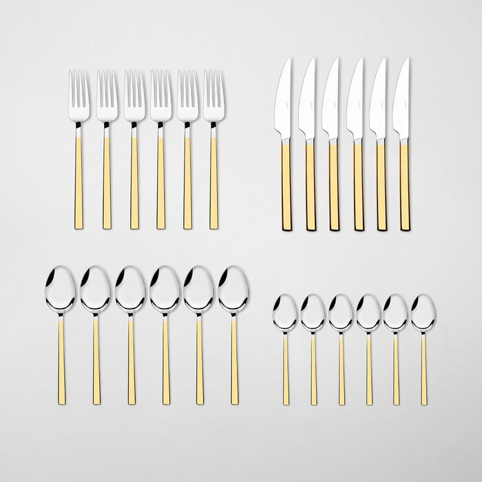 Набір столових приборів зі нержавіючої сталі на 6 осіб (24 шт.) - Елегантний набір для щоденного використання та особливих випадків, стійкий до корозії