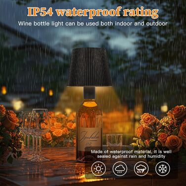 LED-лампа настільна бездротова диммируемая чорна з USB-C, сенсорна лампа з 3 колірними температурами, плавне регулювання яскравості, регульована висота, IP54 вологостійка для внутрішнього/зовнішнього використання (чорний)