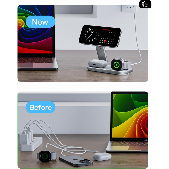 Бездротовий зарядний пристрій 3-в-1 MagSafe для iPhone, Apple Watch та AirPods Pro (Darkish)