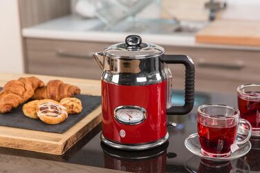 Тостер Russell Hobbs Retro з нержавіючої сталі [для 2 тостів] з підігрівачем для бургерів, 6 рівнів підсмажування, функція розморожування та підігріву, 1300 Вт, Vintage 21680-56
