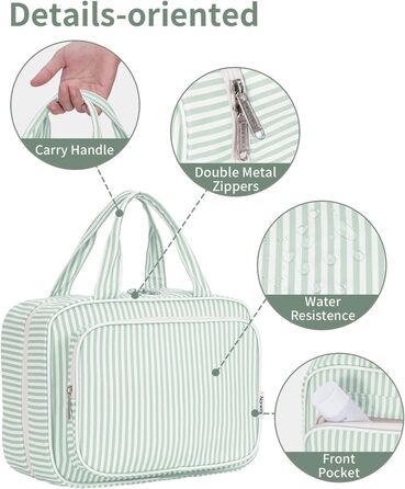 Набір для гігієни Narwey для дівчаток: велика косметичка/рюкзак для душу з сіткою, зелений колір