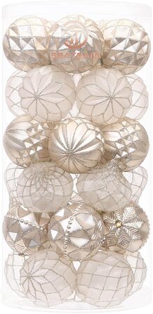 Набір прикрас для ялинки Sea Team: кульки та орнаменти, червоний та білий, 60 мм, 30 шт.