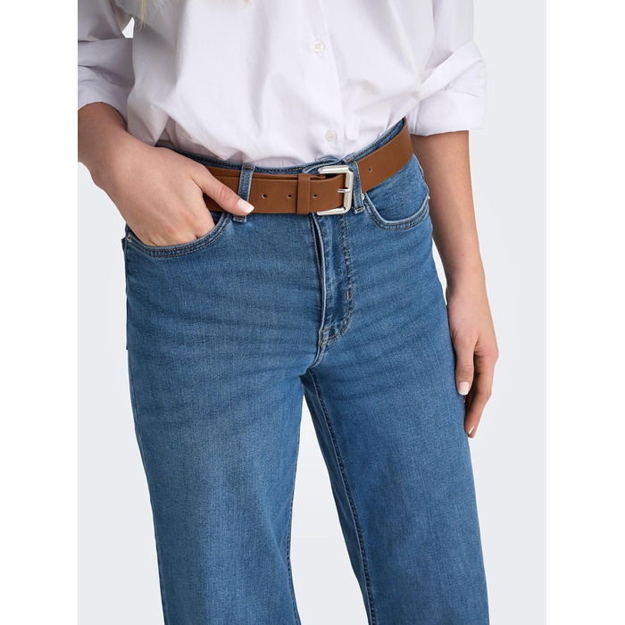 Джинси жіночі ONLY Madison з широкими штанинами, висока талія, середній блакитний денім (M/32L)