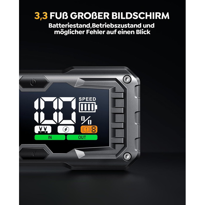 YaberAuto 6000A Powerbank для запуску двигуна авто, 12V, 10.0L бензин/9.0 Diesel, LCD, 450 Lumen, YA100