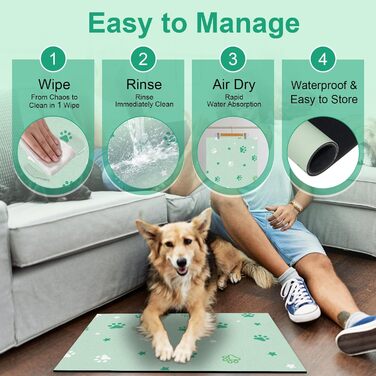Килимок під годівницю для собак BLESWIN, 30x50 см, водопоглинаючий, антиковзний, для цуценят, зелений зірка